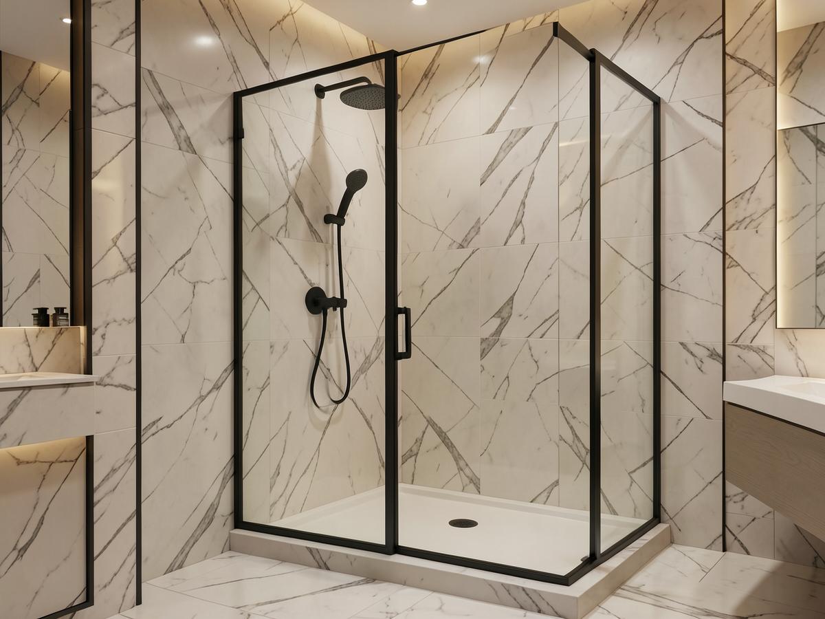 Paroi de douche en verre trempé profilé noir