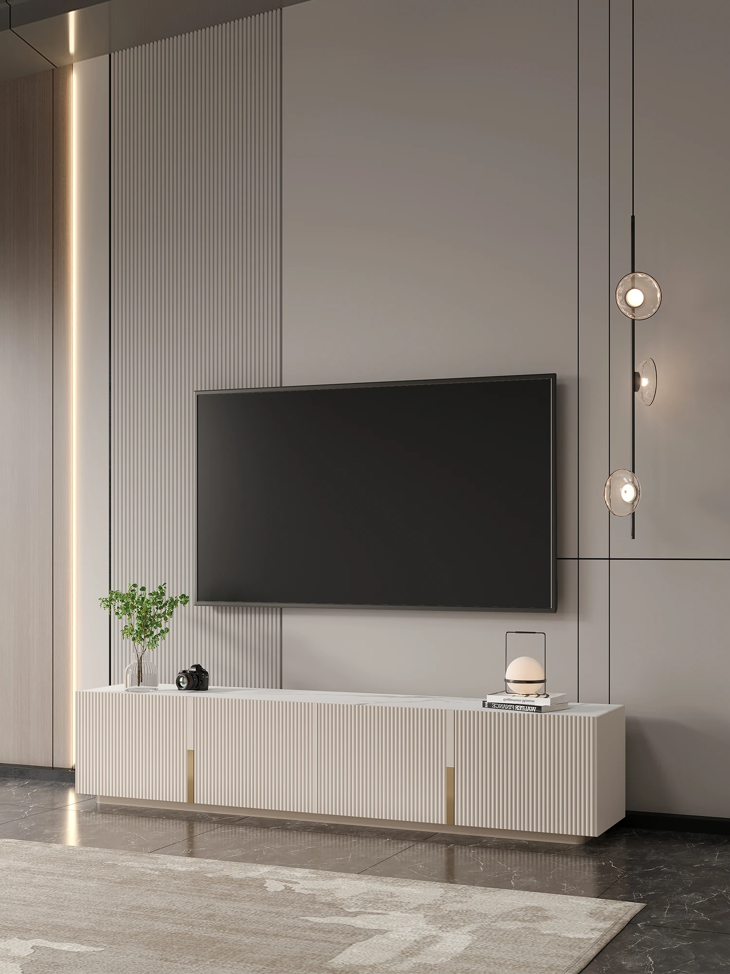 Meuble TV Cannelé Ivoire 2